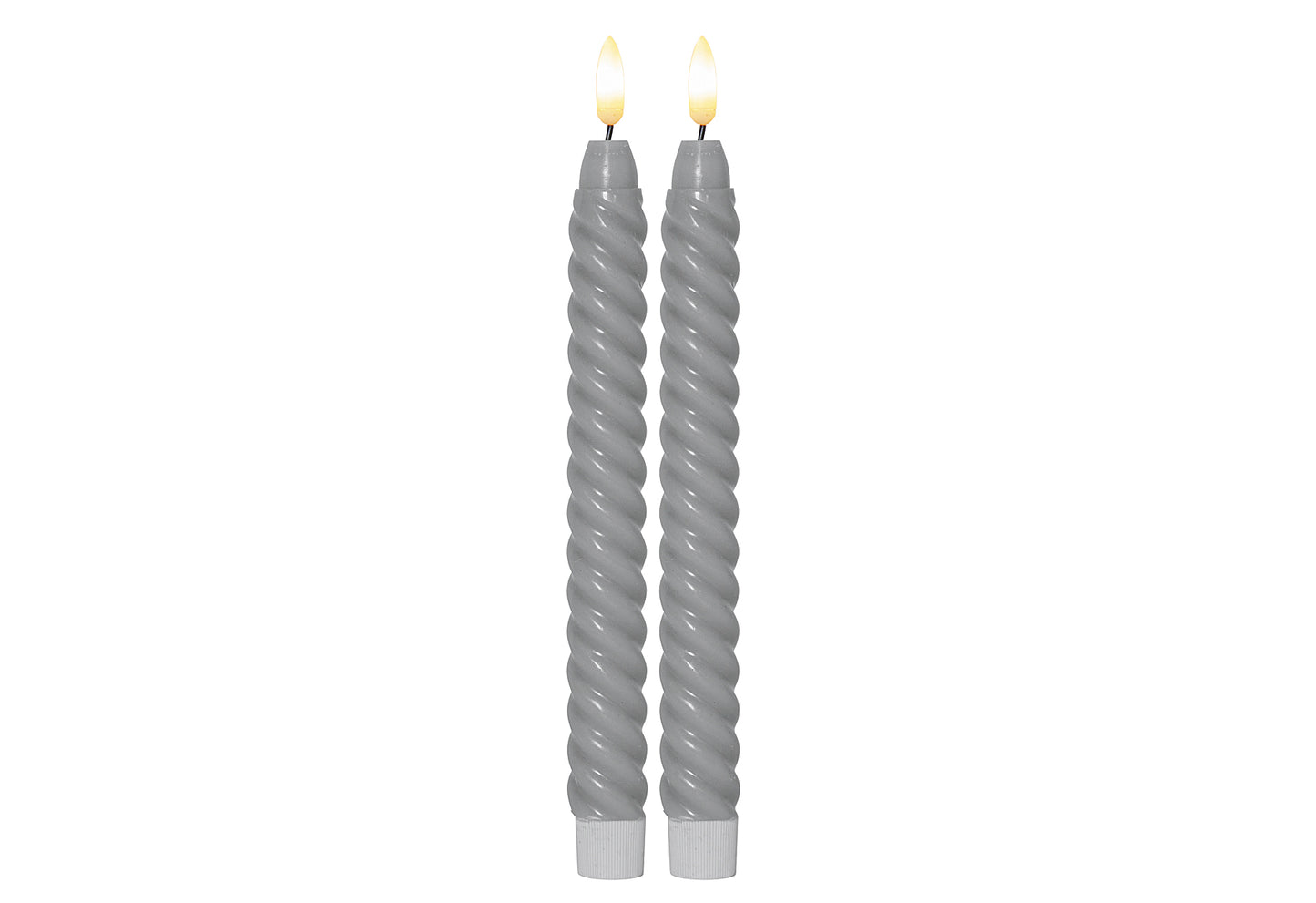 LED-Echtwachs-Leuchterkerze Flamme Swirl Antique 25x2,3cm grau 2Stück
