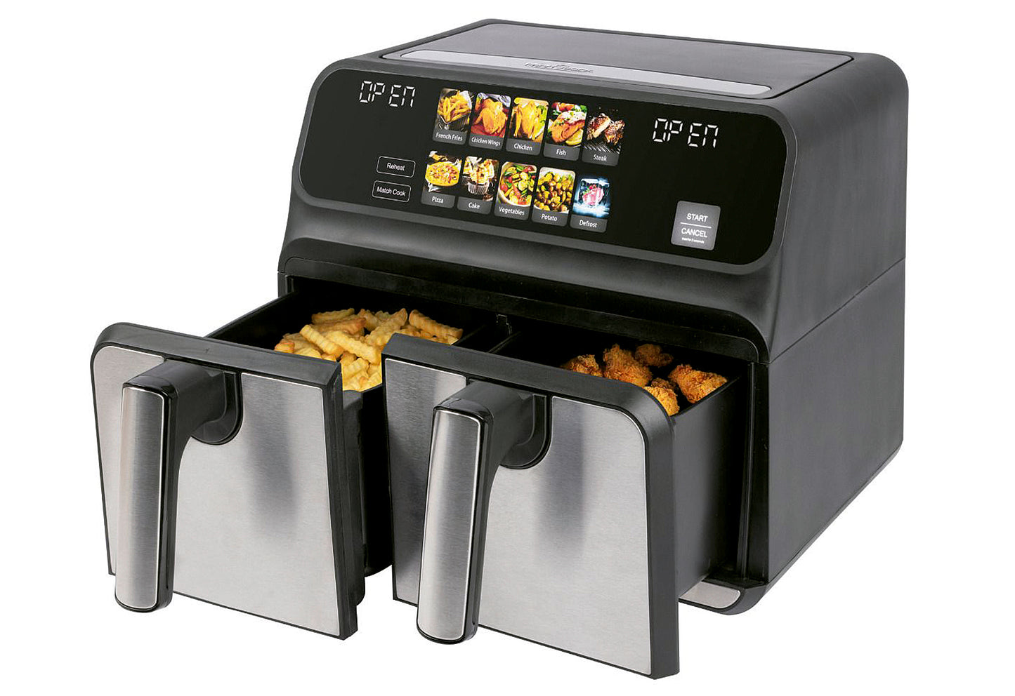 Doppel-Heißluft-Fritteuse PC-FR 1287 H 8l 2200W Edelstahl/schwarz