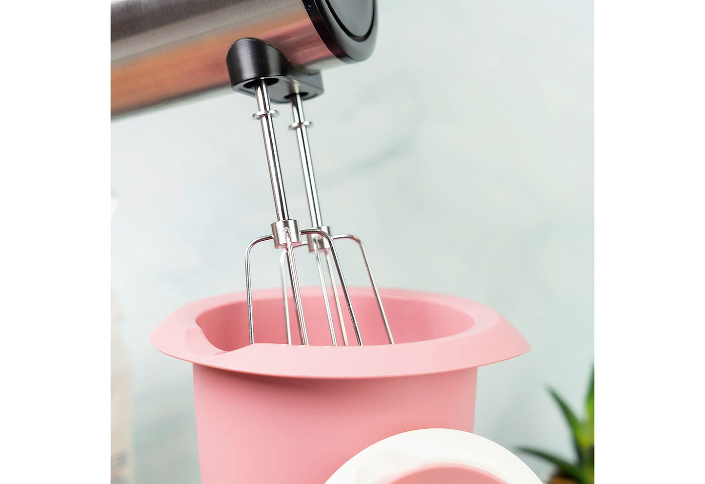 Quirltopf mit zweigeteiltem Deckel 1l rosa/weiß