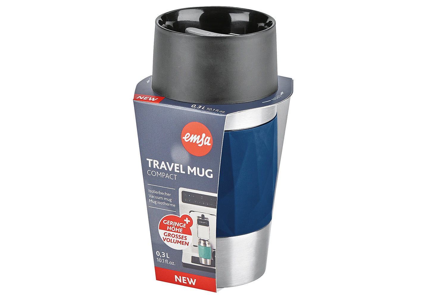 Isolierbecher Travel Mug Compact 0,3l Manschette dunkelblau