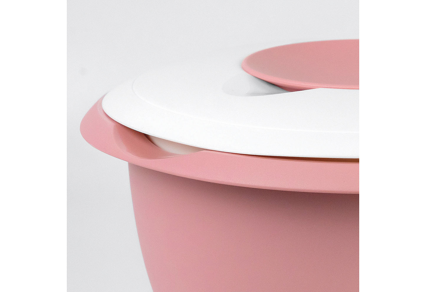 Rührschüssel mit zweigeteiltem Deckel 3,5l rosa/weiß