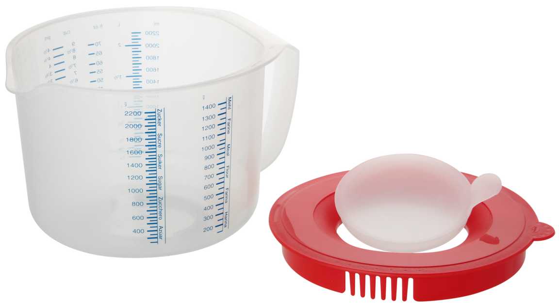 Mess-und Rührbecher 2,2 l rot / transparent mit Spritzschutz