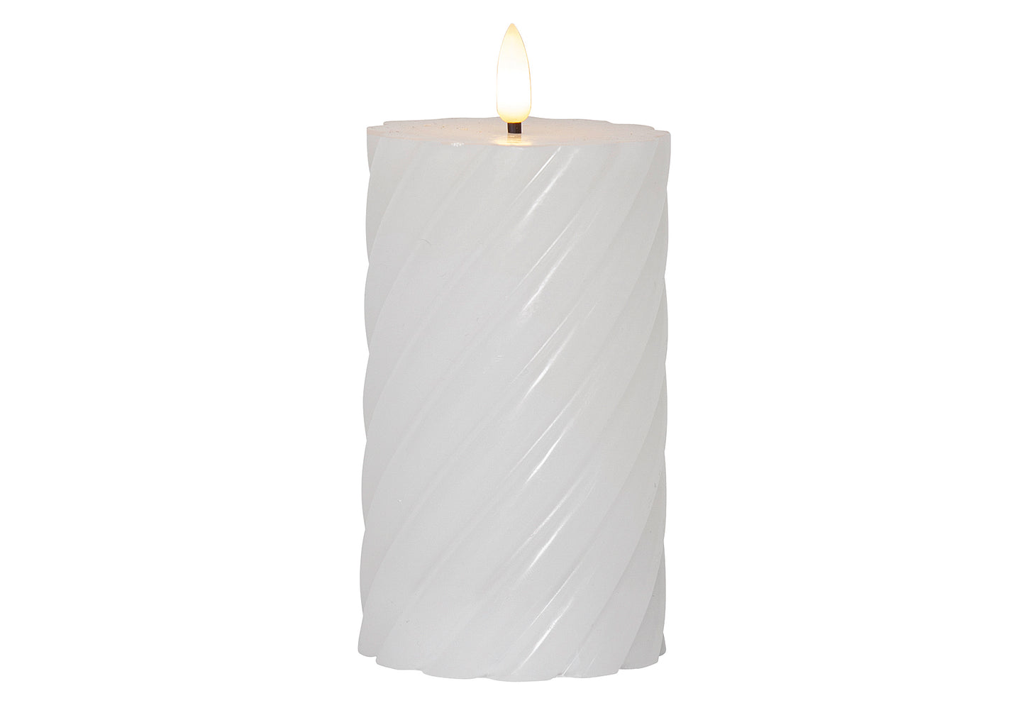 LED-Echtwachs-Kerze Flamme Swirl 15x7,5cm weiß