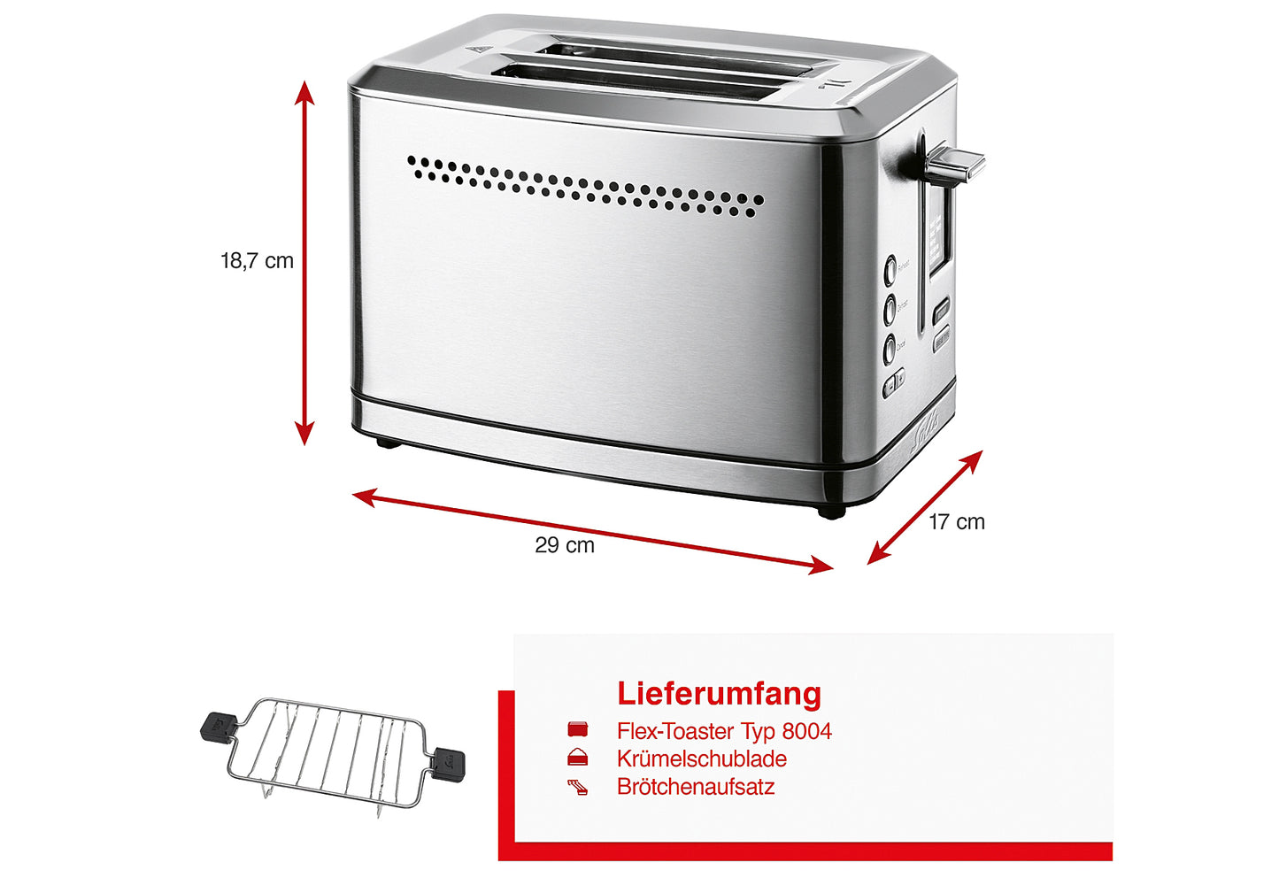 Toaster Flex Typ 8004 2 Schlitze mit Brötchenaufsatz
