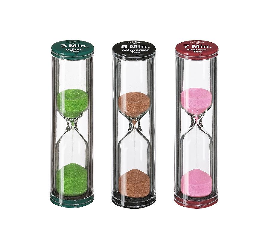 Sanduhr Tea-Time 8cm Ø2,3cm 3er Set