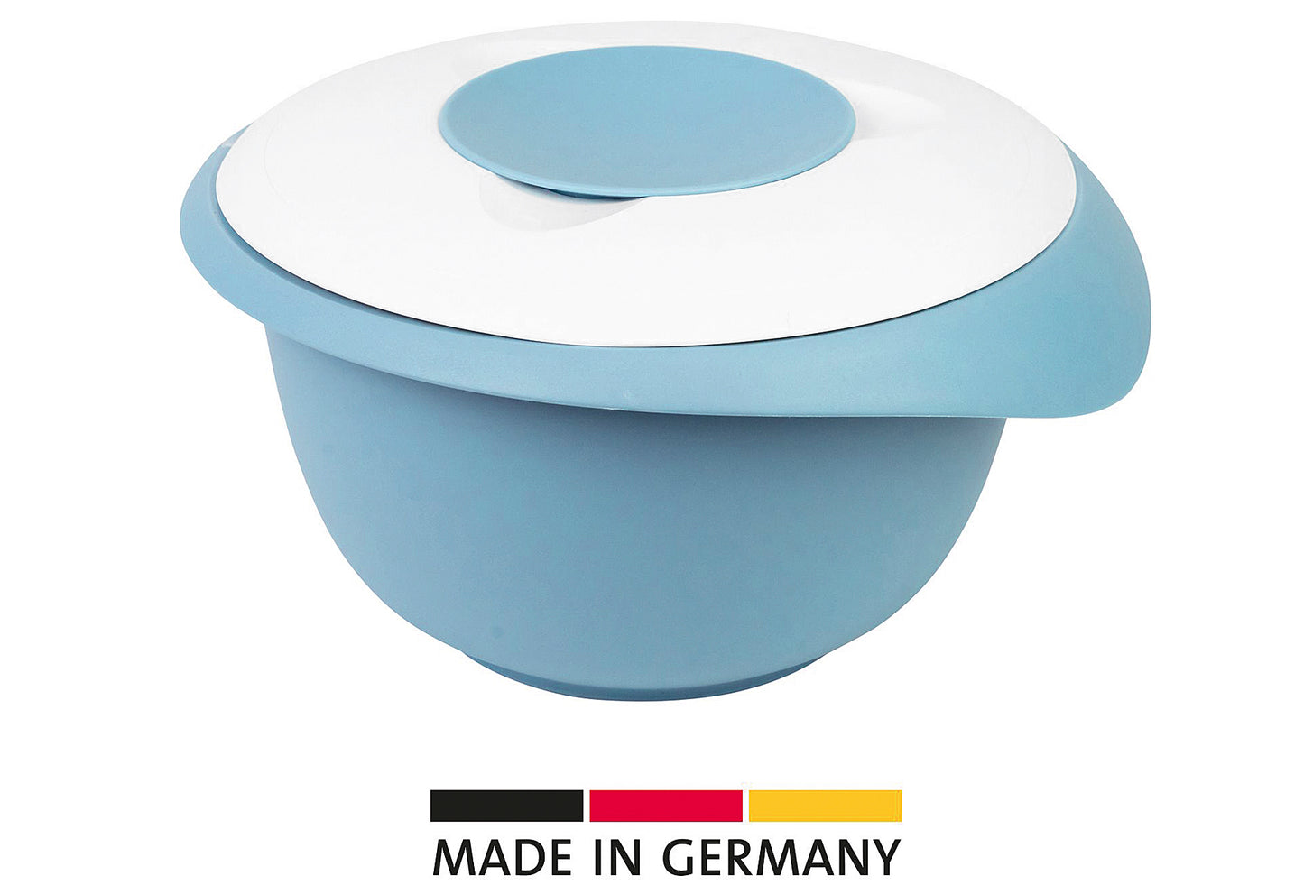 Rührschüssel mit zweigeteiltem Deckel 3,5l blau/weiß