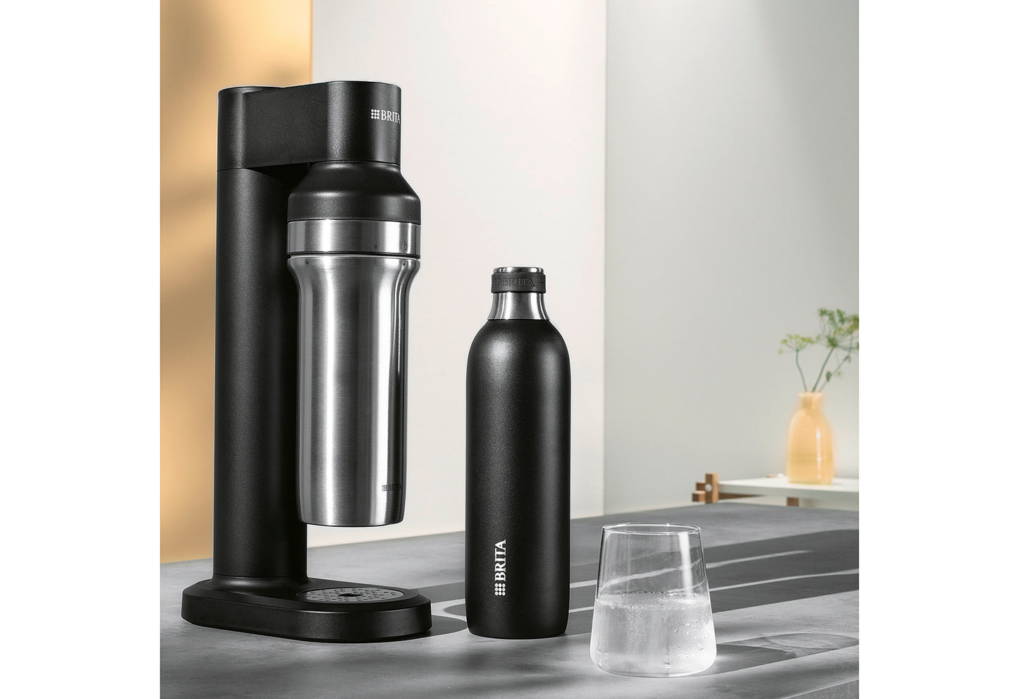 Edelstahlflasche sodaTRIO groß schwarz