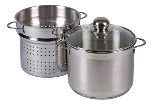 Spaghettitopf mit Glasdeckel 6,5 l Ø24cm Edelstahl 3teilig