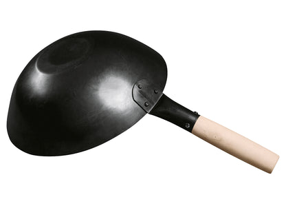 Wok flach Karbonstahl eingebrannt Ø36cm