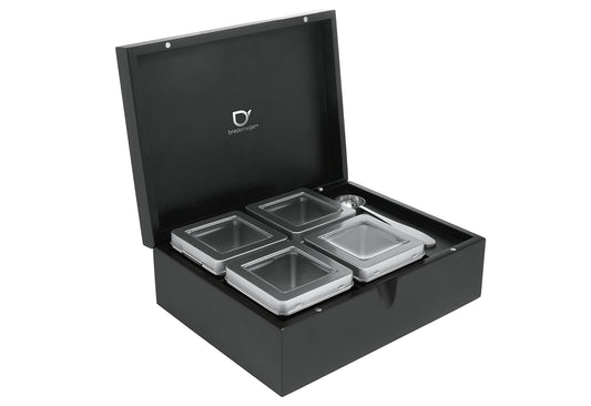 Teebox mit 4 Dosen und Kaffeemaßlöffel matt schwarz