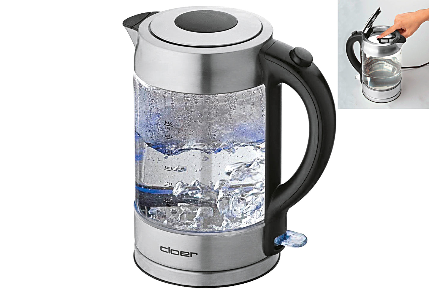 4429 Wasserkocher Glasbehälter 1,7l 2200 W Edelstahl