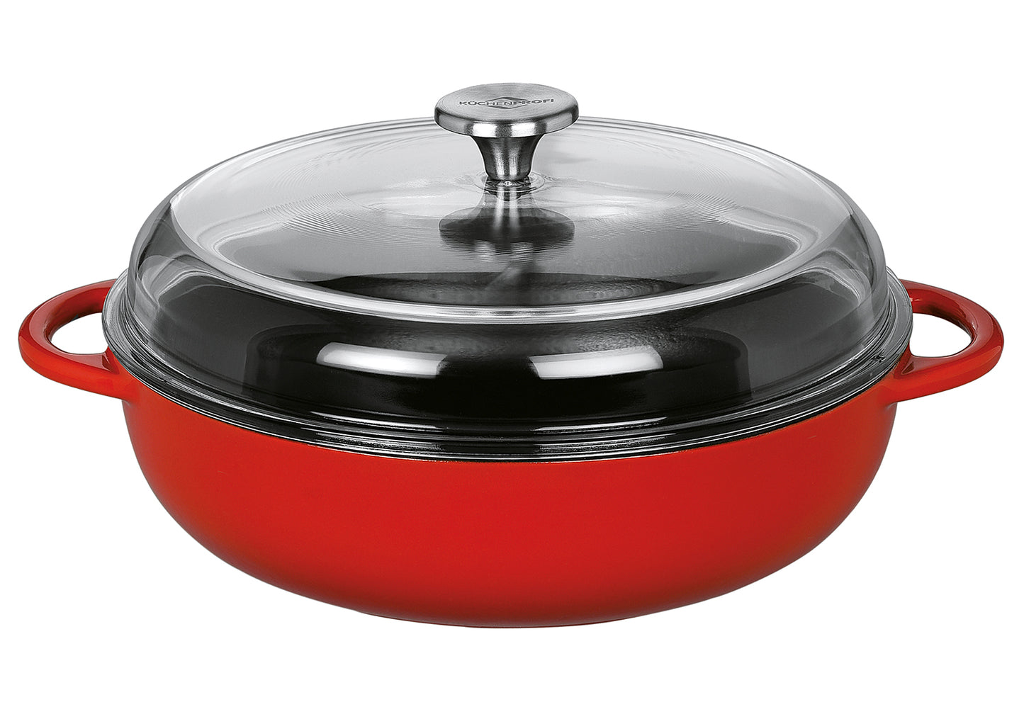 Bauernpfanne Provence mit hohem Glasdeckel 28cm classic red