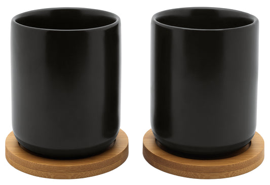 Teebecher Umea mit Untersetzer 200ml 2er Set schwarz