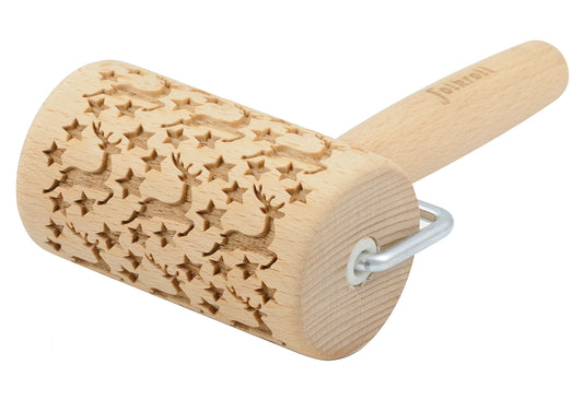 3D-Motiv-Teigrolle Rentier Sterne mini