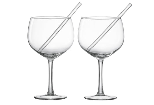 Ginglas 650ml mit Trinkhalm 4teilig