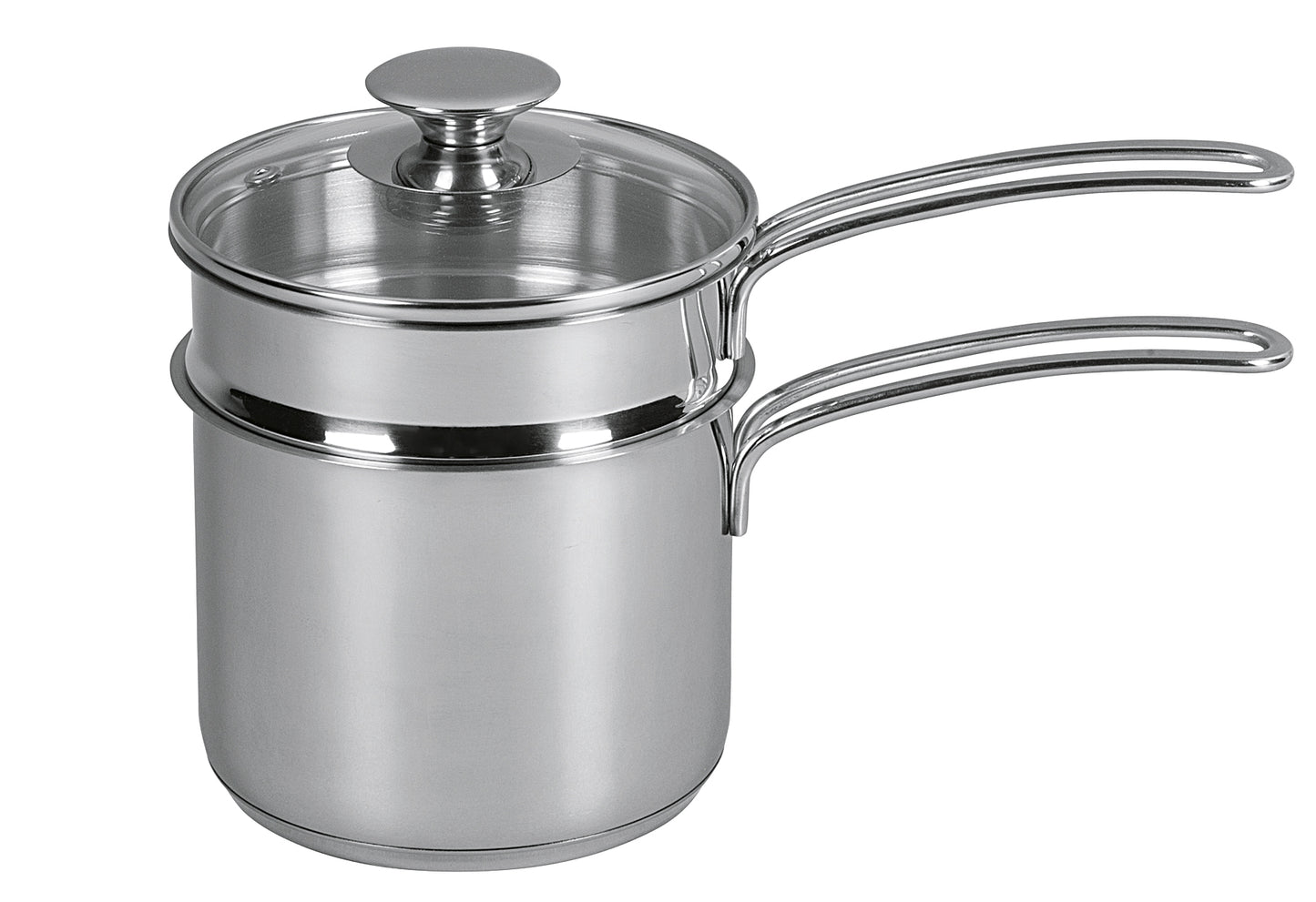 Wasserbad-Topf Edelstahl mit Glasdeckel 1,5 l Ø14cm