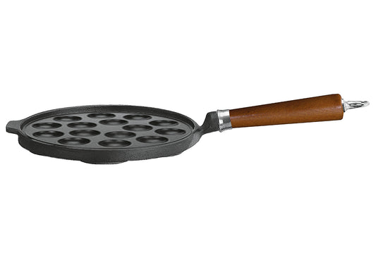 Poffertjes-Pfanne Maestro Gusseisen mit braunem Buchenholzgriff Ø24cm
