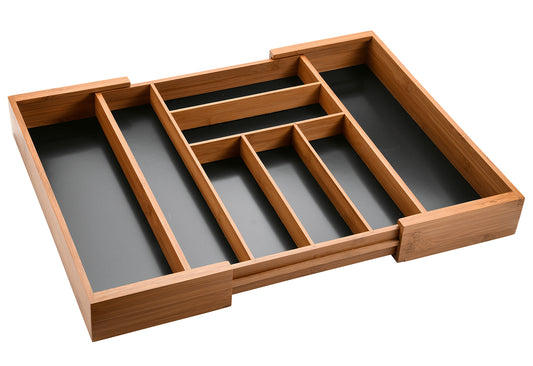 Variabler Besteckkasten dunkler Bambus 34x43x6cm