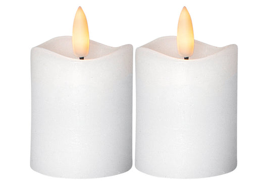 Kerze Flamme LED mit Timer 5x7,5cm weiß 2 stück