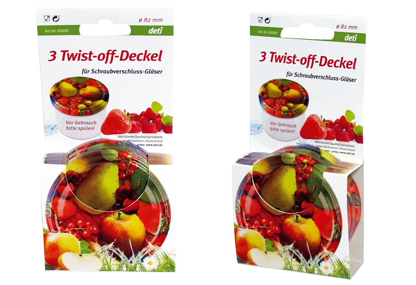 Twist-off-Deckel Ø82mm Obst Dekor PVC-frei Blue Seal 3Stück