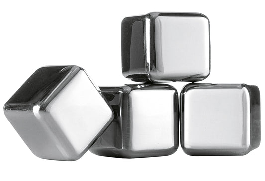 Whisky Kühlsteine Edelstahl 2,5x2,5x2,5cm silber 4Stück