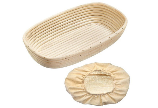 Gärkörbchen Set oval mit Bezug 33,5x20,5x8cm