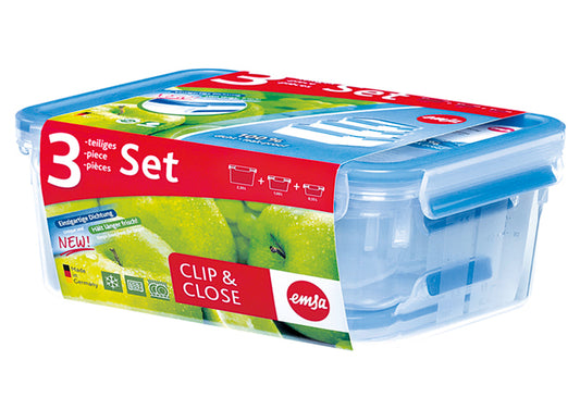 Clip & Close 3er Set blau