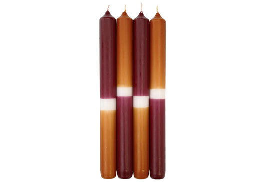 Spitzkerze 25x2,3cm bordeaux cognac 4er Pack