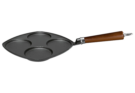 Eierpfanne Maestro Gusseisen mit braunem Buchenholzgriff 25x25cm