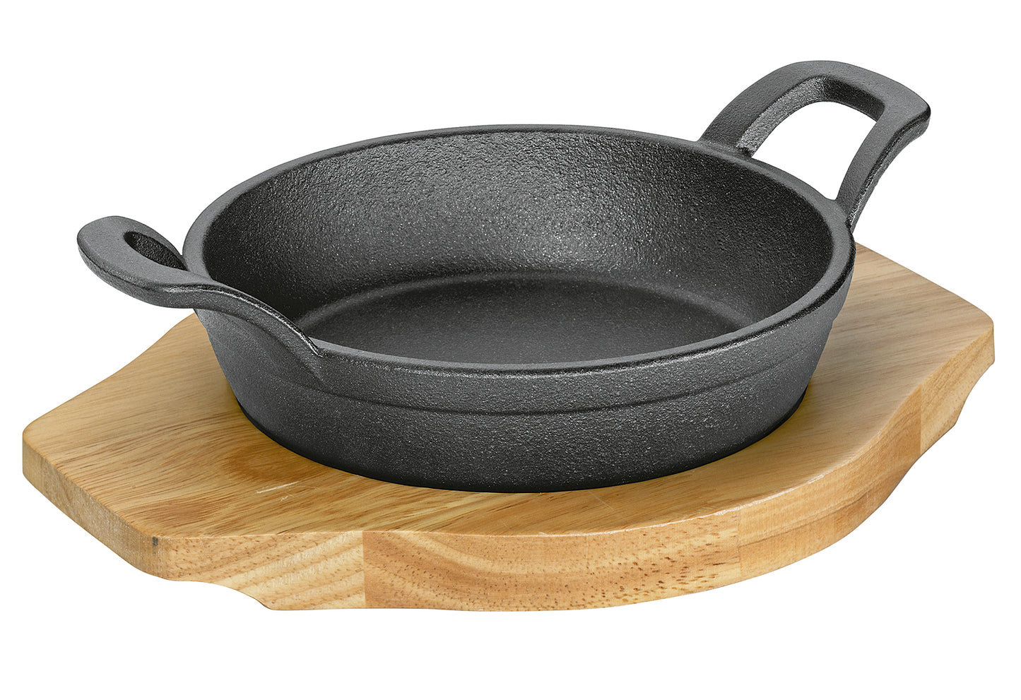 Servierpfanne mit 2 Griffen und Holzbrett BBQ 18,5x24x5,5cm