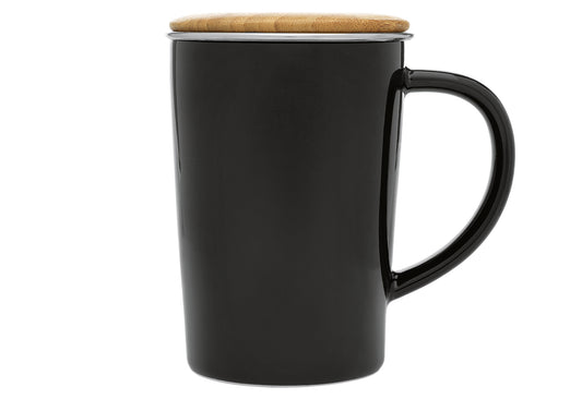 Teebecher Bamboo 400ml mit Filter und Deckel schwarz