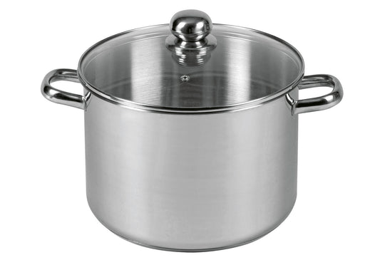 Großraumtopf mit Glasdeckel 12 l Ø28cm Edelstahl