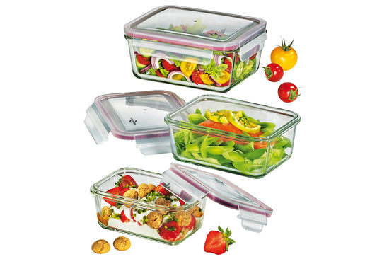 Lunchbox/Vorratsdosen-Set Glas rechteckig 3tlg.