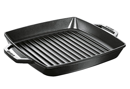 Grillpfanne mit 2 Griffen Gusseisen 28x28cm schwarz