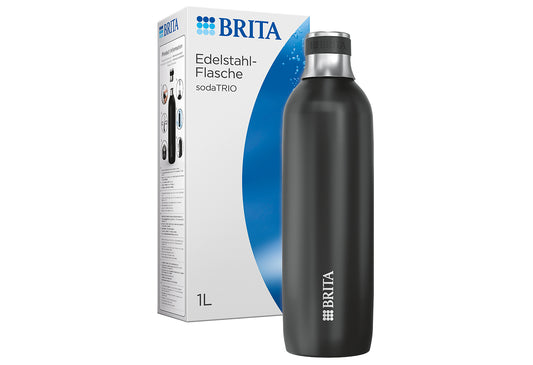 Edelstahlflasche sodaTRIO groß schwarz