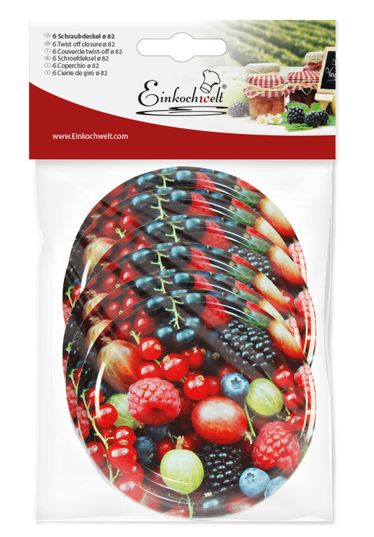 Twist-off Deckel Obst Beeren pasteurisationsfest Ø82mm 6er Beutel