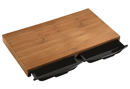 Schneidebrett mit 2 Auffangschalen dunkler Bambus FSC 50x28,5x4,5cm