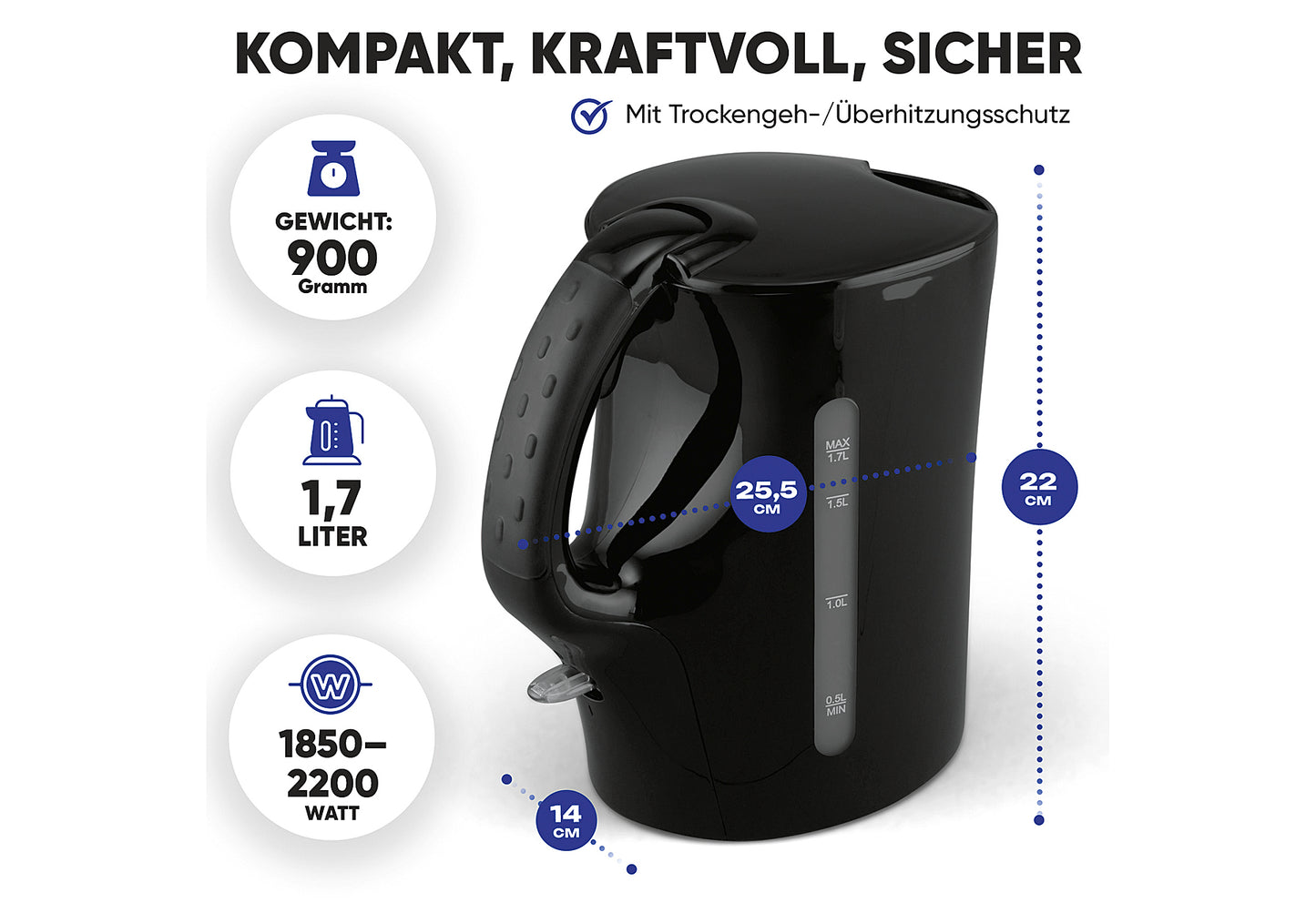 Wasserkocher WK 6079 CB 1,7l 2200W schwarz