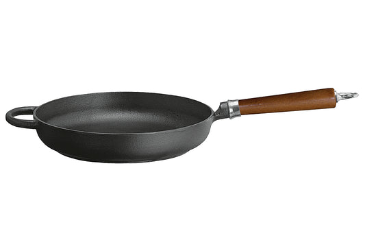 Bratpfanne Maestro Gusseisen hoch mit braunem Buchenholzgriff Ø28cm