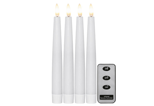 Wachskerze LED mit Fernbedienung 2,1x20cm weiß 4er Set