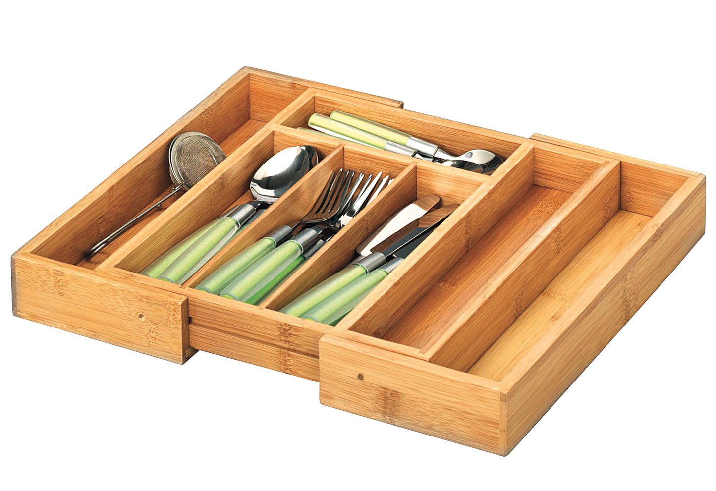 Besteckkasten Bamboo ausziehbar 5 - Fächer 28,5-40x33x5cm natur