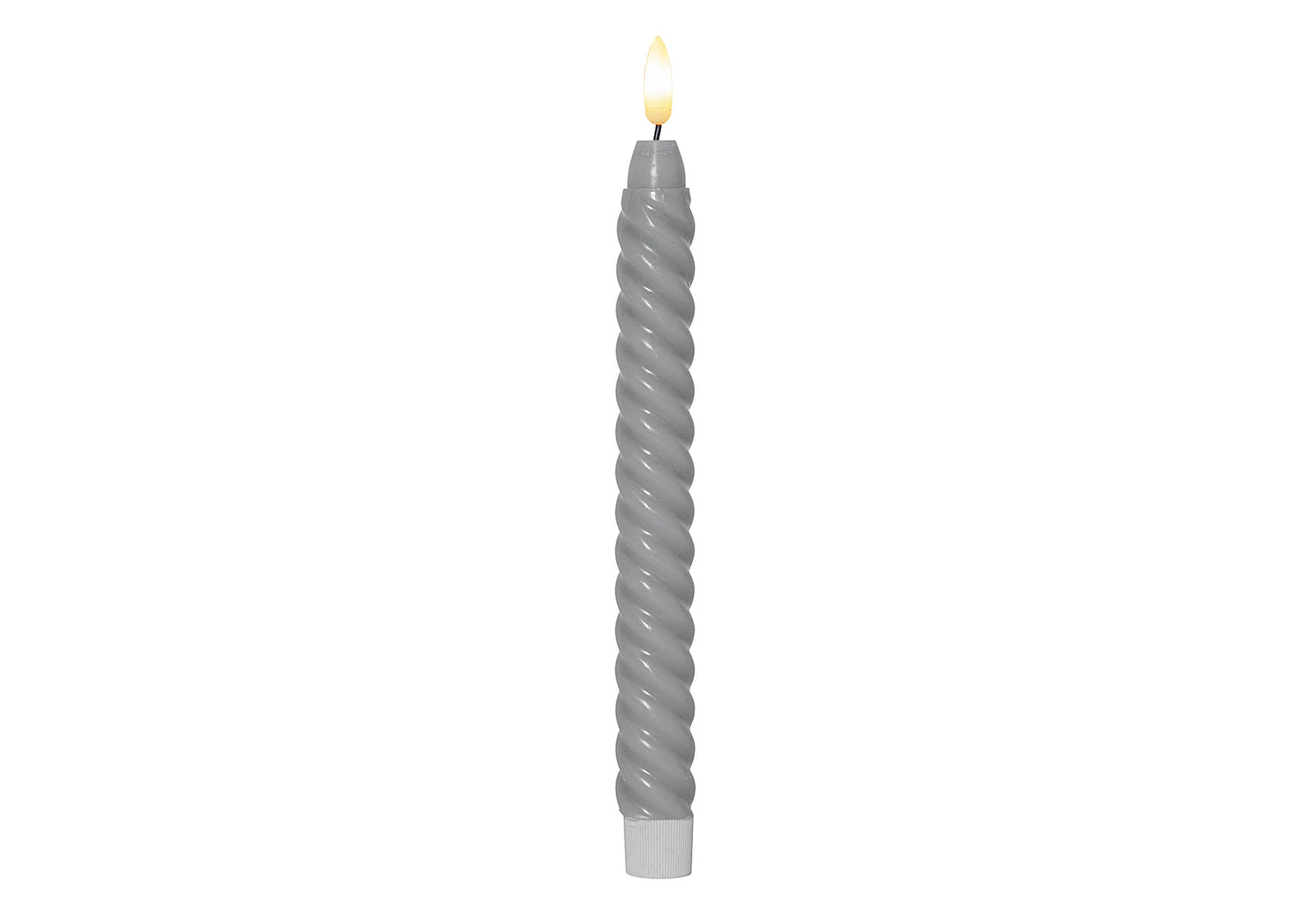 LED-Echtwachs-Leuchterkerze Flamme Swirl Antique 25x2,3cm grau 2Stück