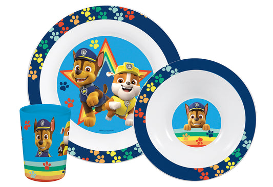 Frühstücksset Paw Patrol (Teller, Schale Trinkglas) 3teilig