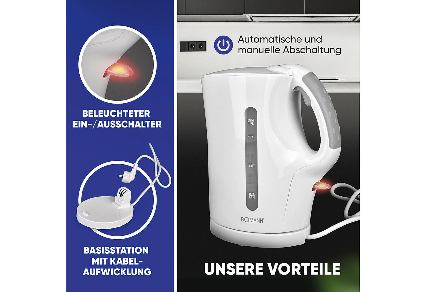 Wasserkocher WK 6079 CB 1,7l 2200W weiß