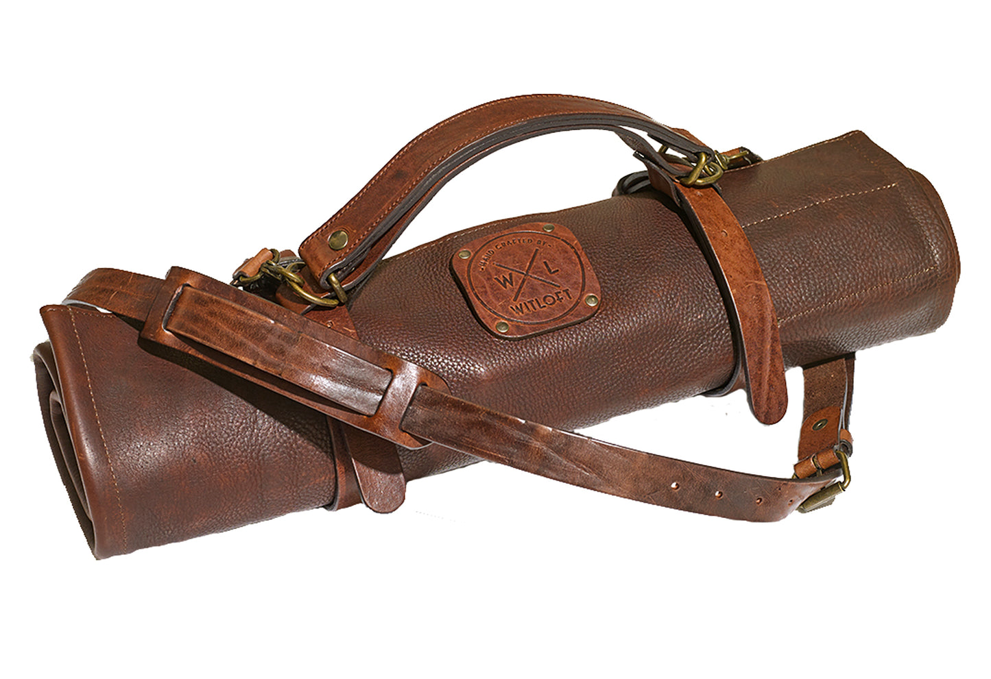 Leder-Messerrolle 5-Pocket dunkelbraun