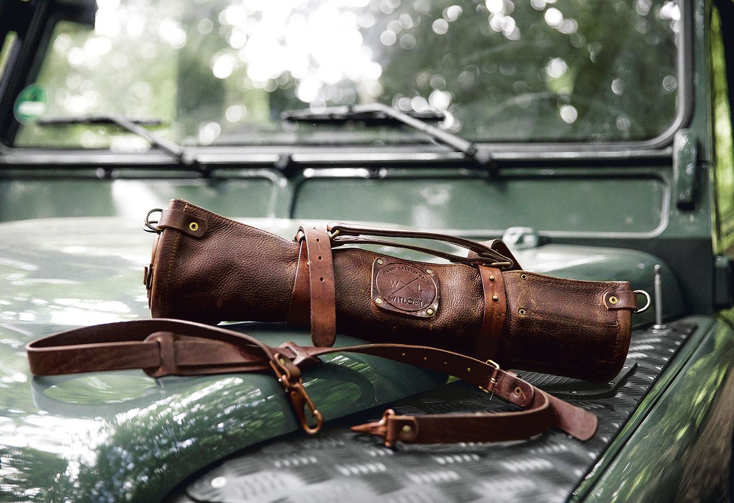 Leder-Messerrolle 5-Pocket dunkelbraun