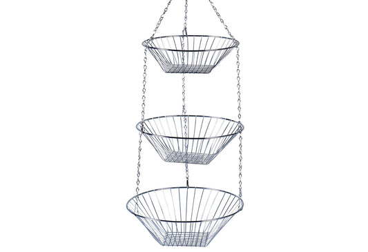 Hängekorb chrom 3 Körbe 72cm Ø25,5cm silber
