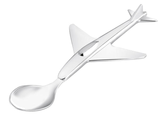 Babylöffel Flugzeug 8,7x18,5x2,3cm versilbert