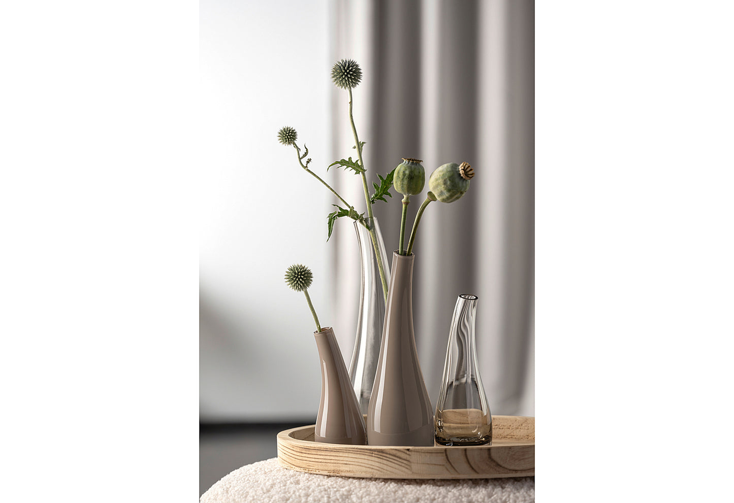 Vase Arco geschwungen 25cm taupe opac