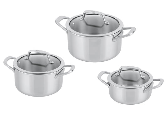 Topfset 3teilig EverClad Edelstahl mit Glasdeckel (16cm,18cm,20cm)